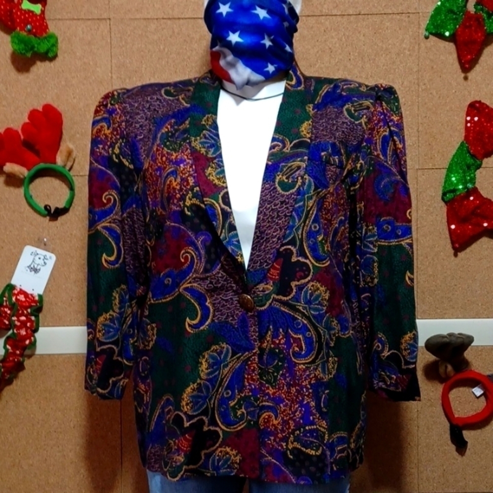 IN CINQ WOMENS VINTAGE TOP SIZE 20 WP IN A BEAUTIFUL MULTI COLOR RAYON